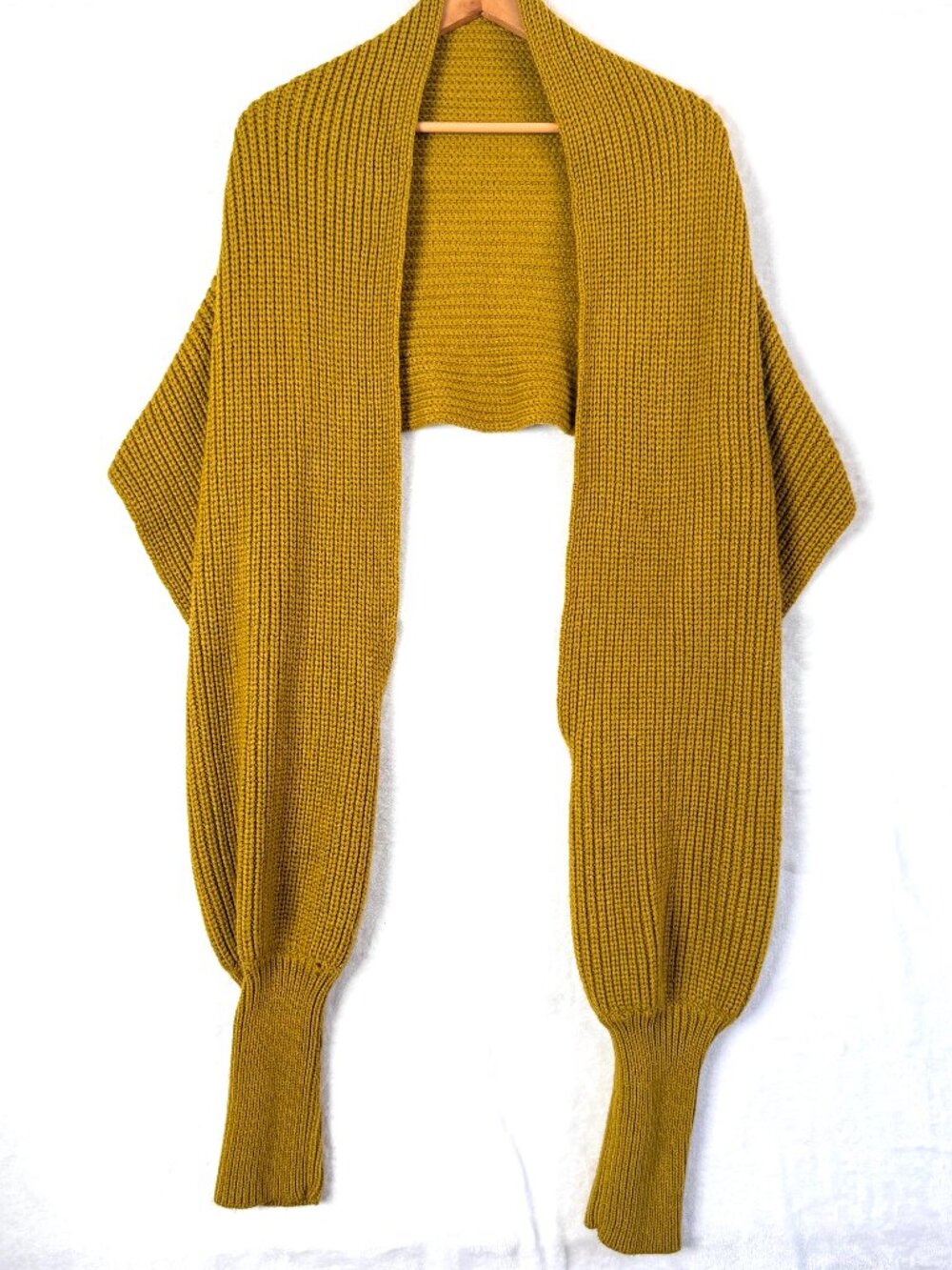 Swank A Posh Ribbed Knit Bolero Shrug Sweater 2XL Green Yellow Chunky Winter